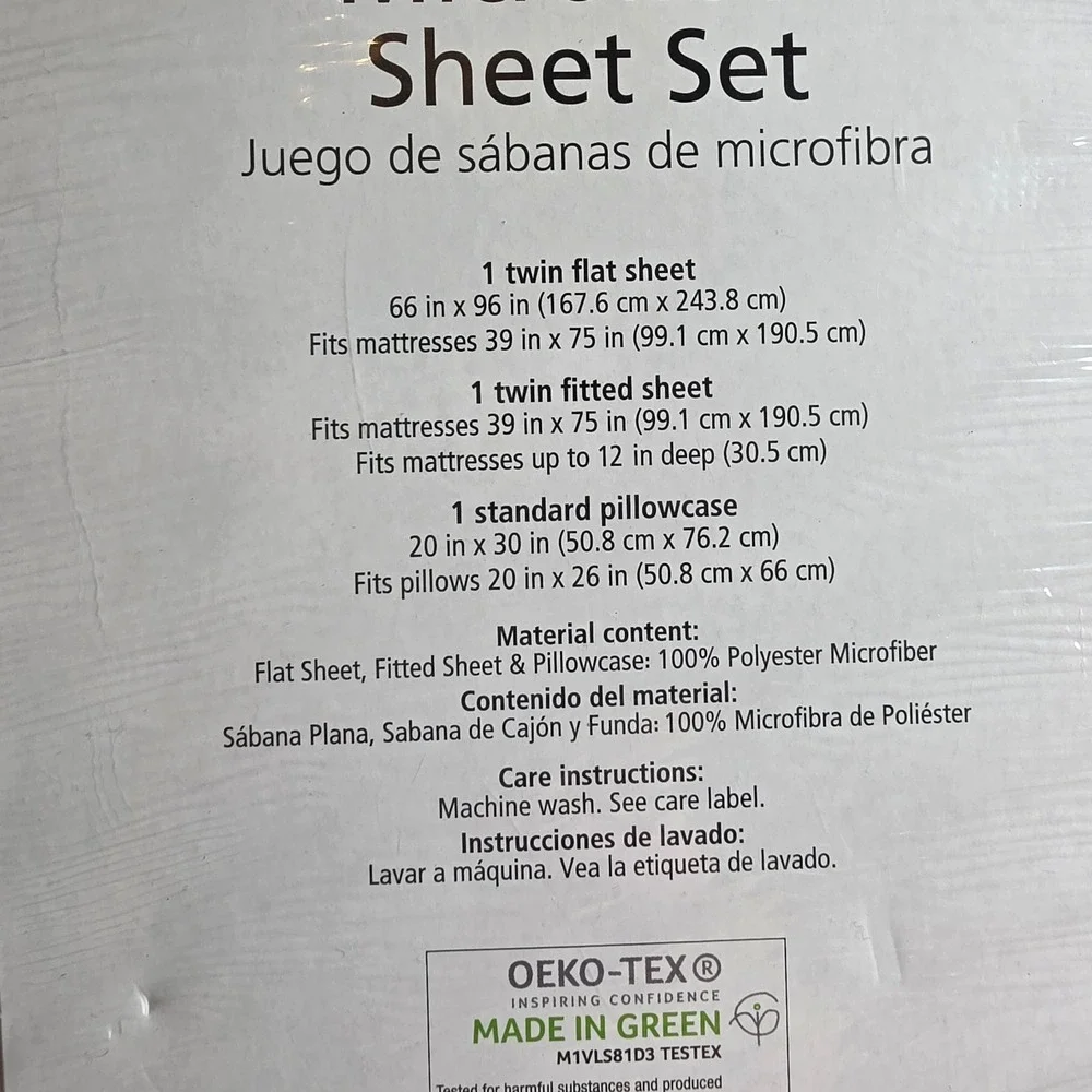 Mainstays Twin Microfiber Sheet Set Fresh Ivory 3 Piece MS45-002-301-01 O4